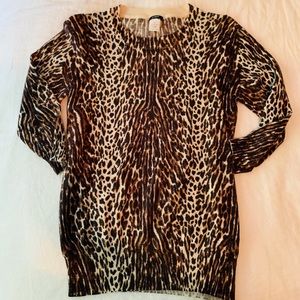 J Crew leopard short sleeve sweater shirt